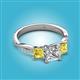 2 - Michele 2.58 ctw (6.50 mm) IGI Certified 3 Stone Princess Cut Lab Grown Diamond (VS1/F) and Yellow Diamond Twisted Vine Engagement Ring 