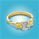 2 - Michele 2.62 ctw (6.50 mm) IGI Certified 3 Stone Princess Cut Lab Grown Diamond (VS1/F) and Yellow Sapphire Twisted Vine Engagement Ring 
