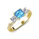 3 - Michele 2.41 ctw (6.50 mm) 3 Stone Princess Cut Blue Topaz and Natural Diamond Twisted Vine Engagement Ring 