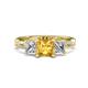 1 - Michele 2.06 ctw (6.50 mm) 3 Stone Princess Cut Citrine and Natural Diamond Twisted Vine Engagement Ring 