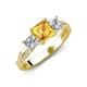 3 - Michele 2.06 ctw (6.50 mm) 3 Stone Princess Cut Citrine and Natural Diamond Twisted Vine Engagement Ring 