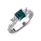 3 - Michele 2.56 ctw (6.50 mm) 3 Stone Princess Cut London Blue Topaz and Natural Diamond Twisted Vine Engagement Ring 