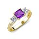 3 - Michele 2.26 ctw (6.50 mm) 3 Stone Princess Cut Amethyst and Natural Diamond Twisted Vine Engagement Ring 
