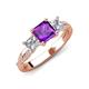 3 - Michele 2.26 ctw (6.50 mm) 3 Stone Princess Cut Amethyst and Natural Diamond Twisted Vine Engagement Ring 