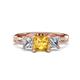 2 - Michele 2.06 ctw (6.50 mm) 3 Stone Princess Cut Citrine and Natural Diamond Twisted Vine Engagement Ring 