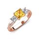 3 - Michele 2.06 ctw (6.50 mm) 3 Stone Princess Cut Citrine and Natural Diamond Twisted Vine Engagement Ring 