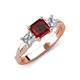 3 - Michele 2.56 ctw (6.50 mm) 3 Stone Princess Cut Red Garnet and Natural Diamond Twisted Vine Engagement Ring 