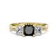 1 - Michele 2.36 ctw (6.50 mm) 3 Stone Princess Cut Black Diamond and Natural Diamond Twisted Vine Engagement Ring 