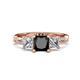 1 - Michele 2.36 ctw (6.50 mm) 3 Stone Princess Cut Black Diamond and Natural Diamond Twisted Vine Engagement Ring 