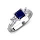 3 - Michele 2.30 ctw (6.50 mm) 3 Stone Princess Cut Created Blue Sapphire and Natural Diamond Twisted Vine Engagement Ring 