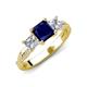 3 - Michele 2.30 ctw (6.50 mm) 3 Stone Princess Cut Created Blue Sapphire and Natural Diamond Twisted Vine Engagement Ring 