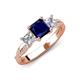 3 - Michele 2.30 ctw (6.50 mm) 3 Stone Princess Cut Created Blue Sapphire and Natural Diamond Twisted Vine Engagement Ring 