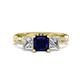 1 - Michele 2.30 ctw (6.50 mm) 3 Stone Princess Cut Created Blue Sapphire and Natural Diamond Twisted Vine Engagement Ring 
