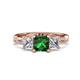 2 - Michele 2.11 ctw (6.50 mm) 3 Stone Princess Cut Created Emerald and Natural Diamond Twisted Vine Engagement Ring 
