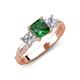 3 - Michele 2.11 ctw (6.50 mm) 3 Stone Princess Cut Created Emerald and Natural Diamond Twisted Vine Engagement Ring 