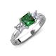 3 - Michele 2.11 ctw (6.50 mm) 3 Stone Princess Cut Created Emerald and Natural Diamond Twisted Vine Engagement Ring 
