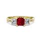 1 - Michele 2.76 ctw (6.50 mm) 3 Stone Princess Cut Created Ruby and Natural Diamond Twisted Vine Engagement Ring 