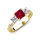 3 - Michele 2.76 ctw (6.50 mm) 3 Stone Princess Cut Created Ruby and Natural Diamond Twisted Vine Engagement Ring 