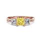 1 - Michele 2.56 ctw (6.50 mm) 3 Stone Princess Cut Created Yellow Sapphire and Natural Diamond Twisted Vine Engagement Ring 