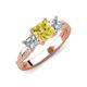 3 - Michele 2.56 ctw (6.50 mm) 3 Stone Princess Cut Created Yellow Sapphire and Natural Diamond Twisted Vine Engagement Ring 