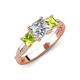 3 - Michele 2.20 ctw (6.50 mm) GIA Certified 3 Stone Princess Cut Natural Diamond (SI/G) and Peridot Twisted Vine Engagement Ring 