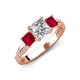 3 - Michele 2.14 ctw (6.50 mm) GIA Certified 3 Stone Princess Cut Natural Diamond (SI/G) and Ruby Twisted Vine Engagement Ring 