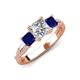 3 - Michele 2.14 ctw (6.50 mm) GIA Certified 3 Stone Princess Cut Natural Diamond (SI/G) and Blue Sapphire Twisted Vine Engagement Ring 