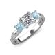 3 - Michele 2.14 ctw (6.50 mm) GIA Certified 3 Stone Princess Cut Natural Diamond (SI/G) and Aquamarine Twisted Vine Engagement Ring 
