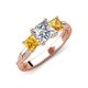 3 - Michele 2.14 ctw (6.50 mm) GIA Certified 3 Stone Princess Cut Natural Diamond (SI/G) and Citrine Twisted Vine Engagement Ring 