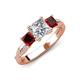 3 - Michele 2.20 ctw (6.50 mm) GIA Certified 3 Stone Princess Cut Natural Diamond (SI/G) and Red Garnet Twisted Vine Engagement Ring 