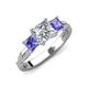 3 - Michele 2.20 ctw (6.50 mm) GIA Certified 3 Stone Princess Cut Natural Diamond (SI/G) and Tanzanite Twisted Vine Engagement Ring 