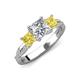 3 - Michele 2.40 ctw (6.50 mm) GIA Certified 3 Stone Princess Cut Natural Diamond (SI/G) and Yellow Sapphire Twisted Vine Engagement Ring 