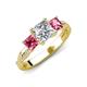 3 - Michele 2.14 ctw (6.50 mm) GIA Certified 3 Stone Princess Cut Natural Diamond (SI/G) and Pink Tourmaline Twisted Vine Engagement Ring 