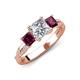 3 - Michele 2.20 ctw (6.50 mm) GIA Certified 3 Stone Princess Cut Natural Diamond (SI/G) and Rhodolite Garnet Twisted Vine Engagement Ring 