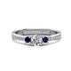 1 - Aniyah 0.72 ctw (5.00 mm) Classic Three Stone Round Natural Diamond and Blue Sapphire Engagement Ring 