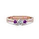 1 - Aniyah 0.68 ctw (5.00 mm) Classic Three Stone Round Natural Diamond and Amethyst Engagement Ring 