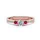 1 - Aniyah 0.72 ctw (5.00 mm) Classic Three Stone Round Natural Diamond and Ruby Engagement Ring 