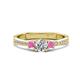 1 - Aniyah 0.72 ctw (5.00 mm) Classic Three Stone Round Natural Diamond and Pink Sapphire Engagement Ring 
