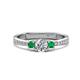 1 - Aniyah 0.68 ctw (5.00 mm) Classic Three Stone Round Natural Diamond and Emerald Engagement Ring 