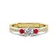 1 - Aniyah 0.72 ctw (5.00 mm) Classic Three Stone Round Natural Diamond and Ruby Engagement Ring 
