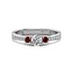 1 - Aniyah 0.74 ctw (5.00 mm) Classic Three Stone Round Natural Diamond and Red Garnet Engagement Ring 