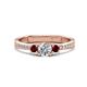 1 - Aniyah 0.74 ctw (5.00 mm) Classic Three Stone Round Natural Diamond and Red Garnet Engagement Ring 