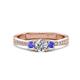 1 - Aniyah 0.72 ctw (5.00 mm) Classic Three Stone Round Natural Diamond and Tanzanite Engagement Ring 