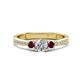1 - Aniyah 0.74 ctw (5.00 mm) Classic Three Stone Round Natural Diamond and Rhodolite Garnet Engagement Ring 