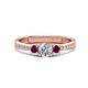 1 - Aniyah 0.74 ctw (5.00 mm) Classic Three Stone Round Natural Diamond and Rhodolite Garnet Engagement Ring 