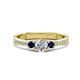 1 - Aniyah 0.72 ctw (5.00 mm) Classic Three Stone Round Lab Grown Diamond and Blue Sapphire Engagement Ring 