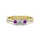 1 - Aniyah 0.68 ctw (5.00 mm) Classic Three Stone Round Lab Grown Diamond and Amethyst Engagement Ring 