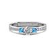 1 - Aniyah 0.70 ctw (5.00 mm) Classic Three Stone Round Lab Grown Diamond and Blue Topaz Engagement Ring 