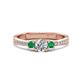 1 - Aniyah 0.68 ctw (5.00 mm) Classic Three Stone Round Lab Grown Diamond and Emerald Engagement Ring 