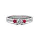 1 - Aniyah 0.72 ctw (5.00 mm) Classic Three Stone Round Lab Grown Diamond and Ruby Engagement Ring 